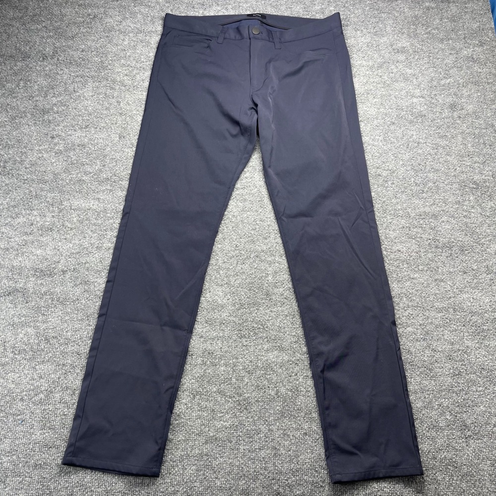 Theory Mens Zaine Neoteric Slim Fit Tech Pants Navy Blue Size 34